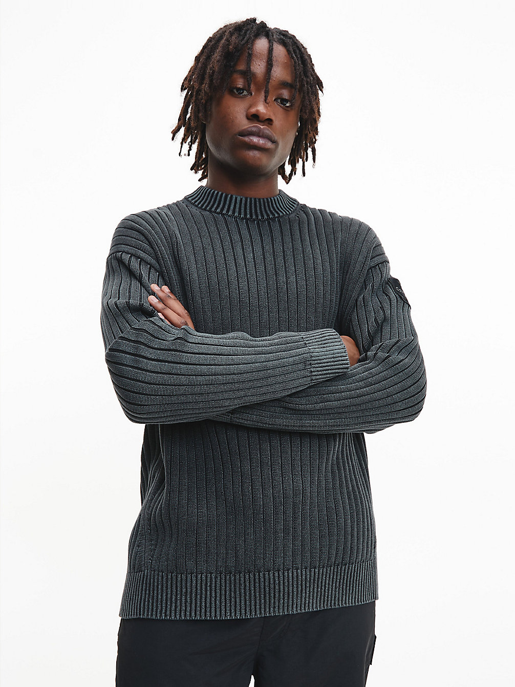 CK BLACK > Swobodny Sweter Z Czesanej Bawełny > undefined Mężczyźni - Calvin Klein