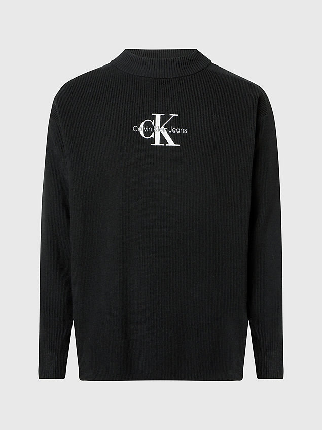 maglione con monogramma taglio relaxed black da uomo calvin klein jeans