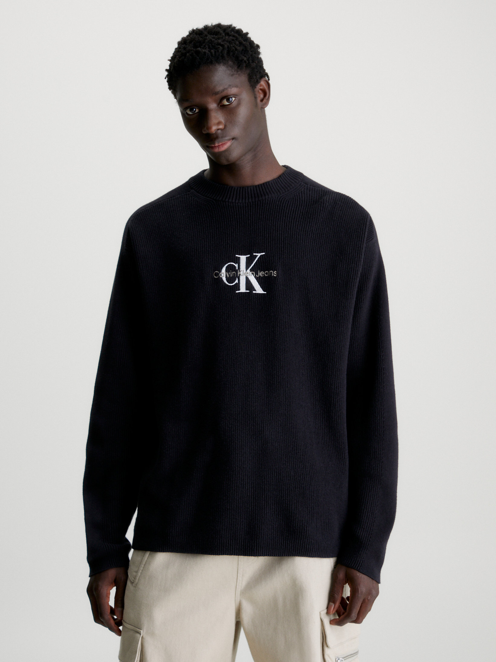 CK Black Relaxed Monogram Jumper undefined men Calvin Klein