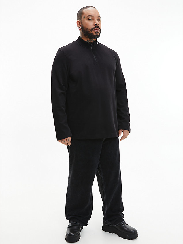 camiseta de manga larga con cuello con cremallera black de hombre calvin klein jeans