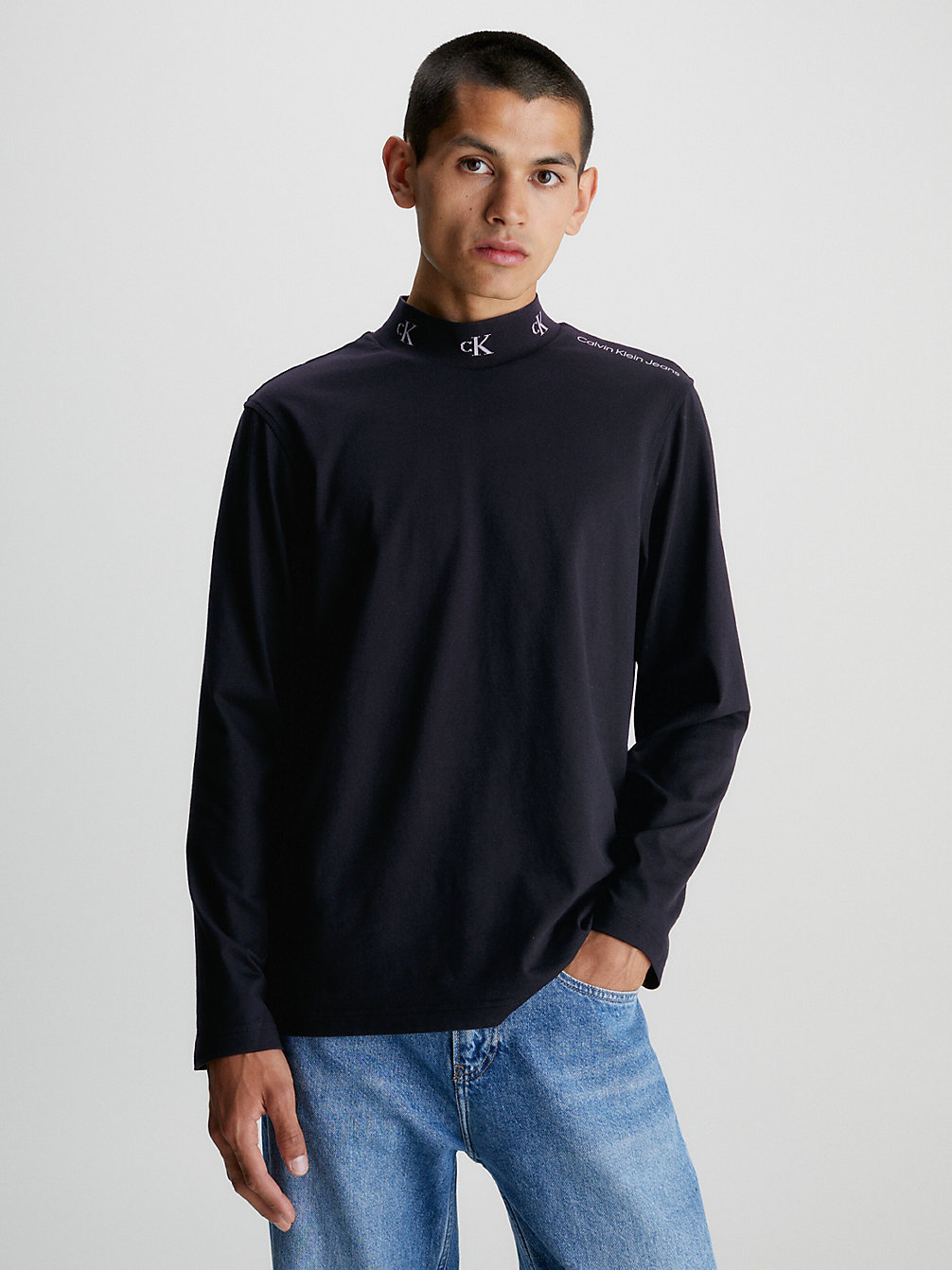 CK BLACK Logo Collar Long Sleeve T-Shirt undefined men Calvin Klein