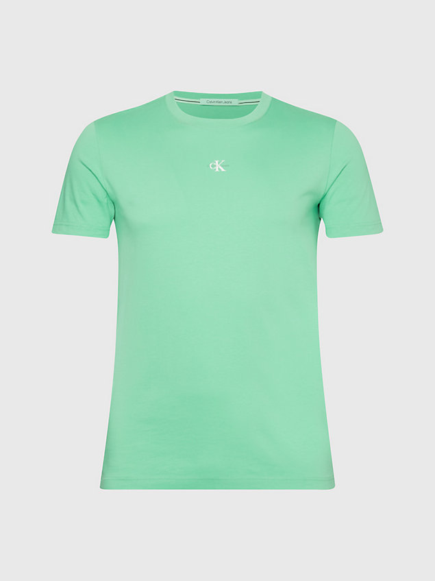 t-shirt in cotone biologico con monogramma green da uomo calvin klein jeans