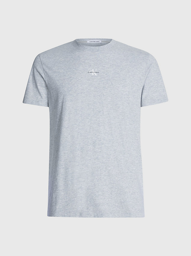 t-shirt in cotone biologico con monogramma grey da uomo calvin klein jeans