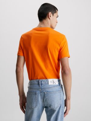 VIBRANT ORANGE Organic Cotton Monogram T-shirt for men CALVIN KLEIN JEANS