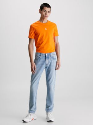 VIBRANT ORANGE Organic Cotton Monogram T-shirt for men CALVIN KLEIN JEANS