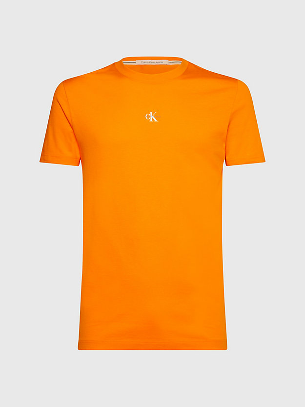VIBRANT ORANGE T-shirt in cotone biologico con monogramma da uomo CALVIN KLEIN JEANS