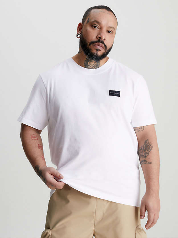 BRIGHT WHITE Recycled Cotton Badge T-shirt for men CALVIN KLEIN JEANS