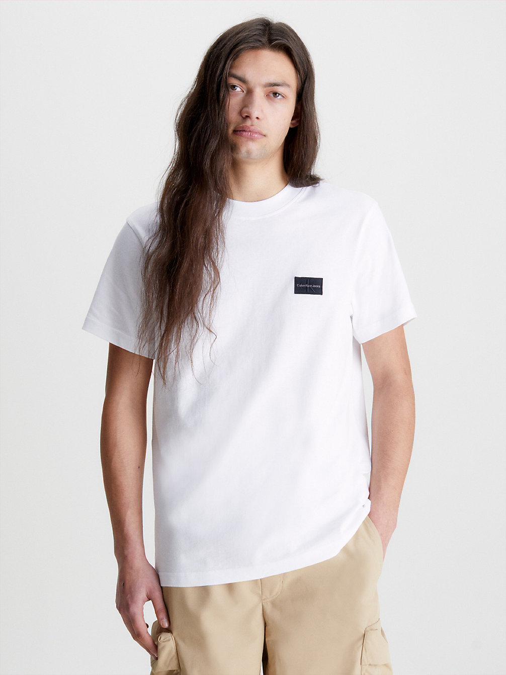 BRIGHT WHITE T-Shirt Met Embleem Van Gerecycled Katoen undefined heren Calvin Klein