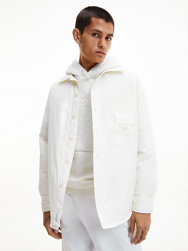 white recycled nylon padded shirt jacket for men calvin klein jeans