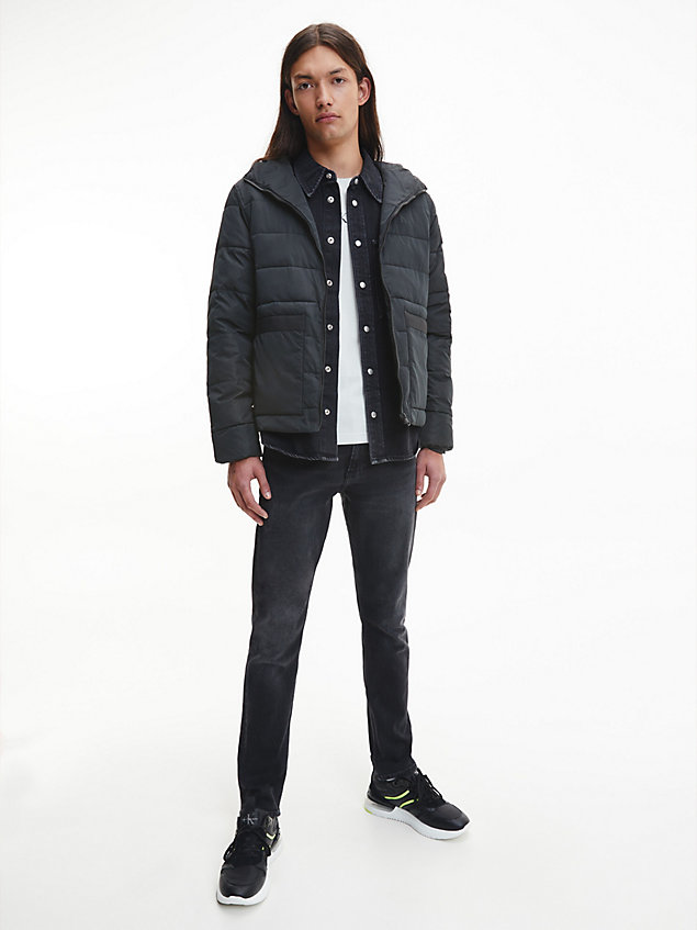 black recycled lightweight puffer jacket for men calvin klein jeans