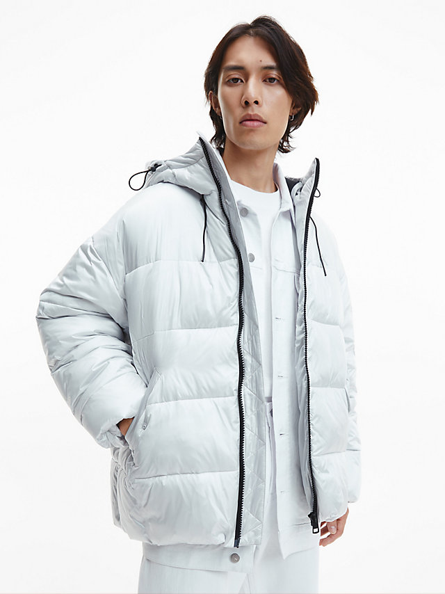 Ghost Grey Oversized Recycled Nylon Puffer Jacket undefined men Calvin Klein