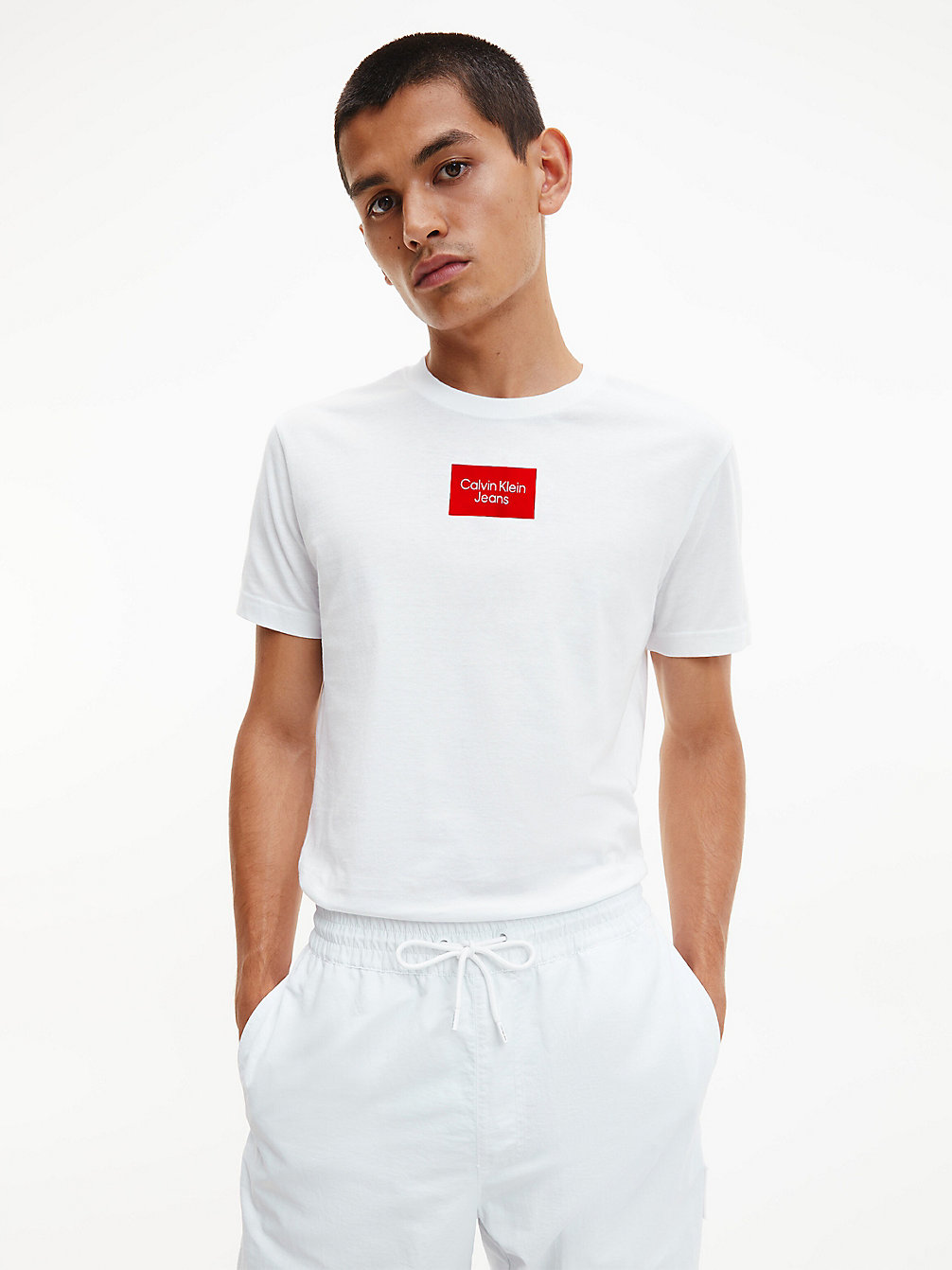 BRIGHT WHITE > Wąski T-Shirt Z Bawełny Organicznej > undefined Mężczyźni - Calvin Klein
