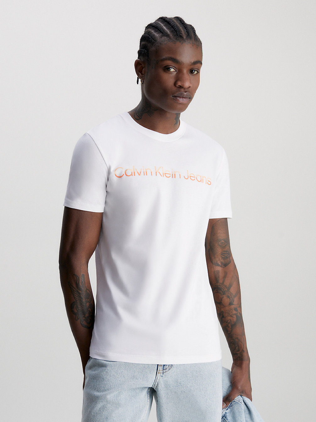 BRIGHT WHITE Slim Logo T-Shirt undefined men Calvin Klein