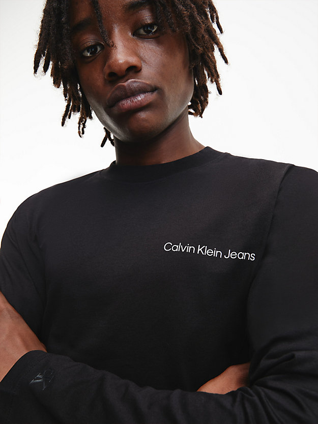 CK BLACK / WHITE Back Logo Long Sleeve T-shirt for men CALVIN KLEIN JEANS