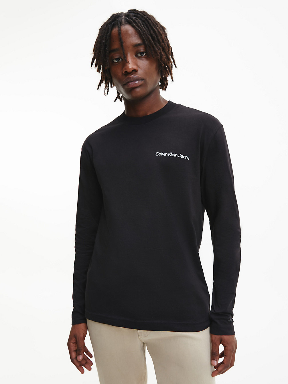 CK BLACK/WHITE T-Shirt A Maniche Lunghe Con Logo Sul Retro undefined uomo Calvin Klein