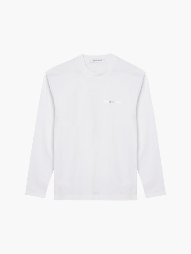 white t-shirt met lange mouwen en logo achter voor heren - calvin klein jeans