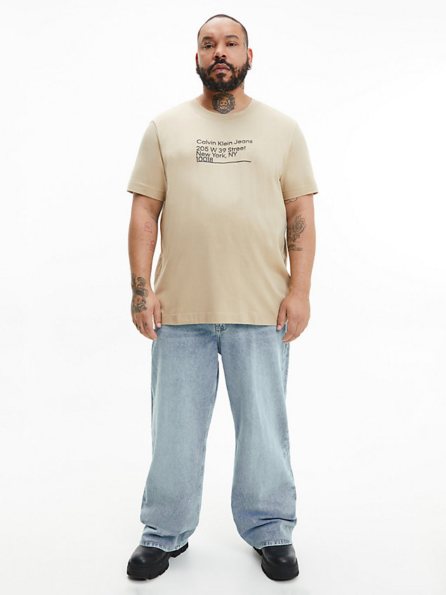 beige luźny t-shirt z bawełny organicznej dla mężczyźni - calvin klein jeans