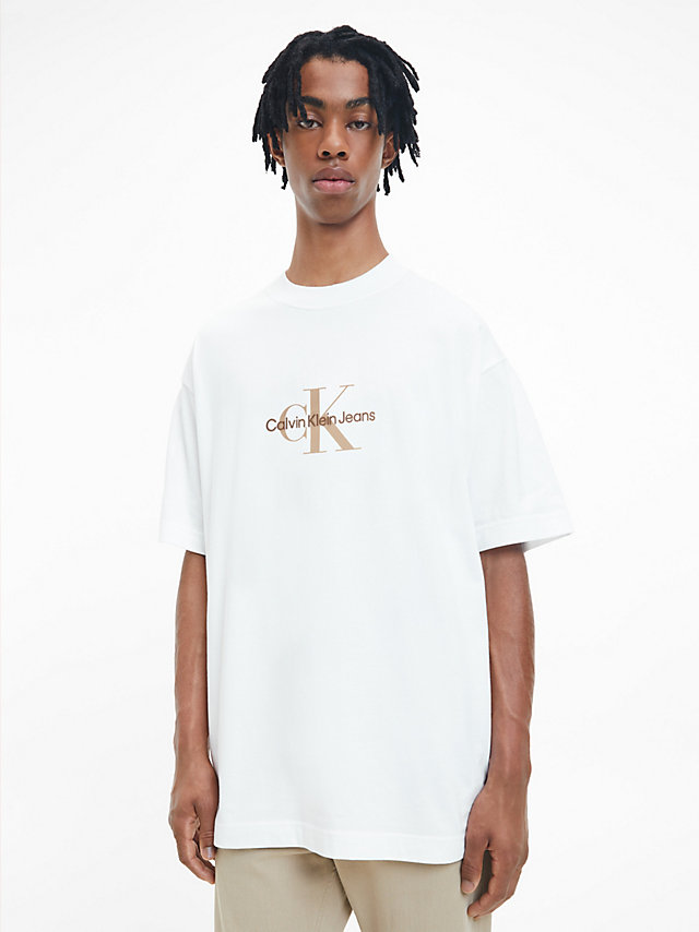 Bright White > Oversized Monogramm-T-Shirt > undefined Herren - Calvin Klein