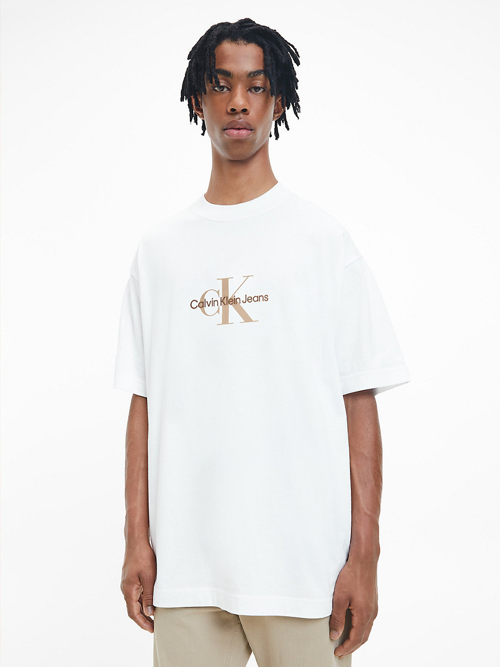 BRIGHT WHITE Oversized T-Shirt Met Monogram undefined heren Calvin Klein