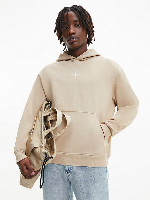 travertine oversized back logo hoodie for men calvin klein jeans