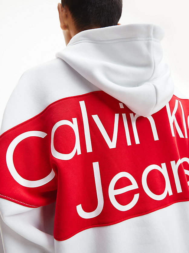BRIGHT WHITE Oversized Back Logo Hoodie for men CALVIN KLEIN JEANS