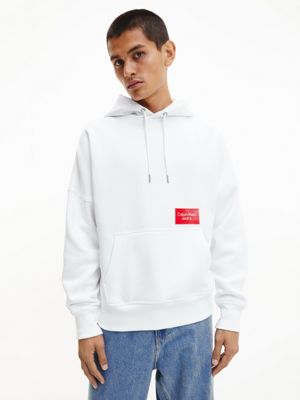 Calvin Klein White Cotton Men's Hooded Sweatshirt
