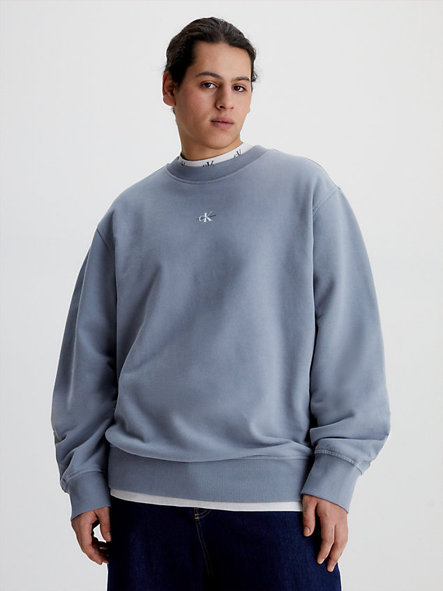 grey relaxed sweatshirt met monogram voor heren - calvin klein jeans