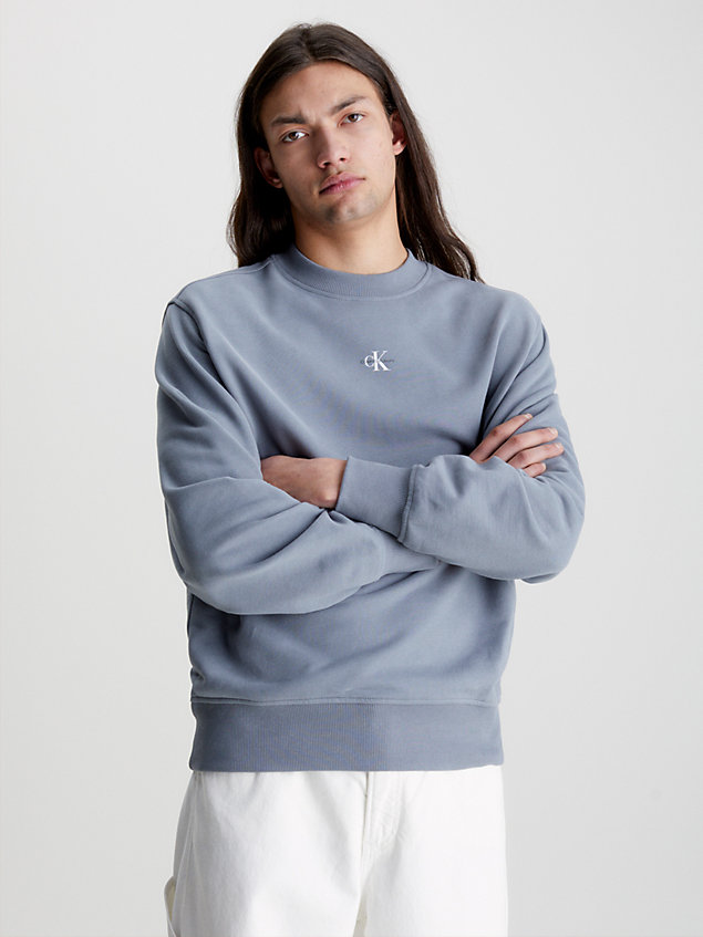 grey relaxed sweatshirt met monogram voor heren - calvin klein jeans
