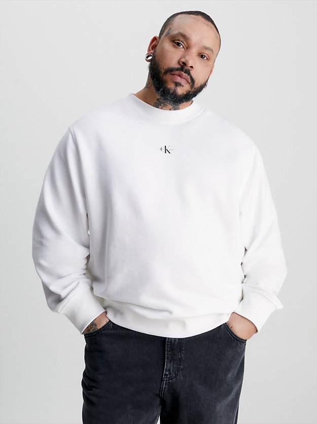 BRIGHT WHITE Sweat-shirt relaxed avec monogramme for hommes CALVIN KLEIN JEANS