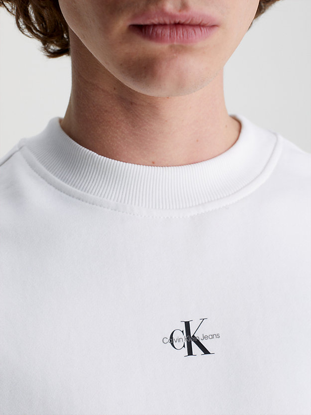 BRIGHT WHITE Relaxed Monogram Sweatshirt for men CALVIN KLEIN JEANS