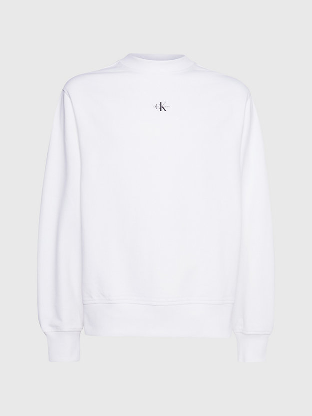 BRIGHT WHITE Relaxed Monogram Sweatshirt for men CALVIN KLEIN JEANS