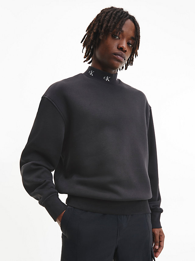 CK Black Relaxed Logo Collar Sweatshirt undefined men Calvin Klein
