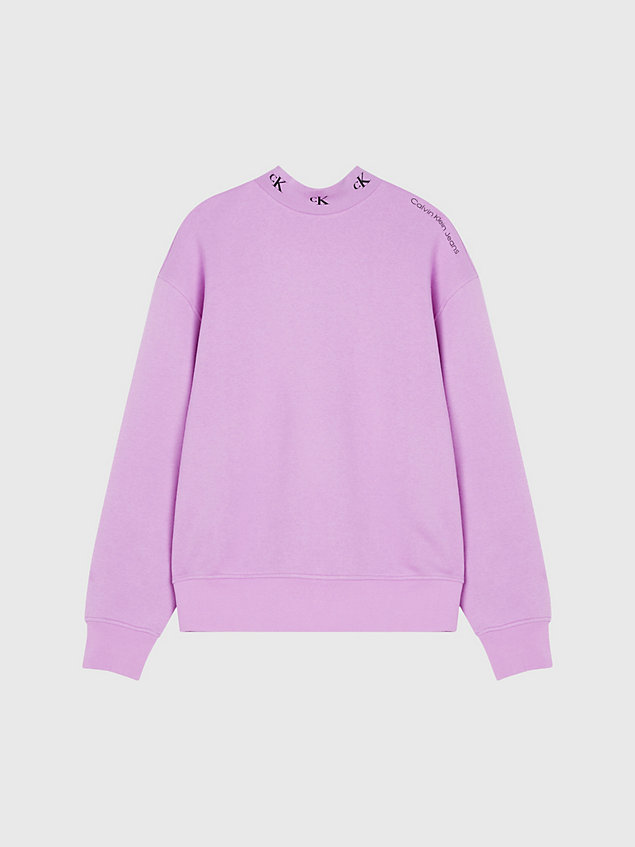 purple relaxed logo collar sweatshirt for men calvin klein jeans