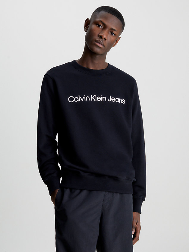 black bluza z logo dla mężczyźni - calvin klein jeans