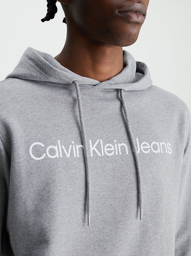 grey bluza z kapturem z logo dla mężczyźni - calvin klein jeans