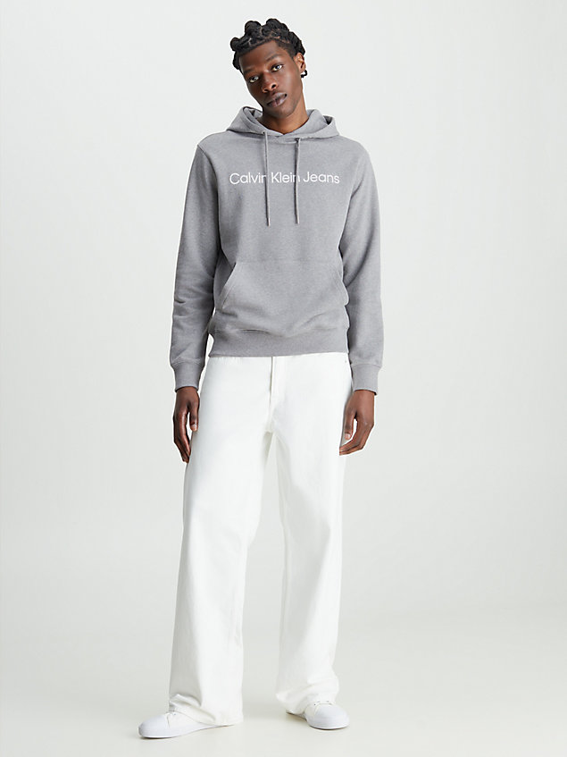 sweat-shirt à capuche avec logo grey pour hommes calvin klein jeans