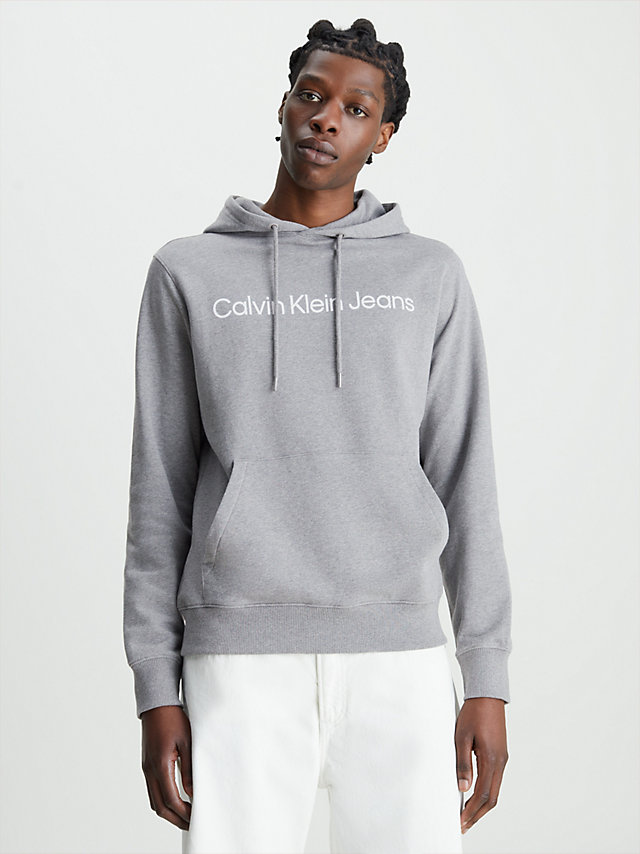 Mid Grey Heather Logo Hoodie undefined men Calvin Klein