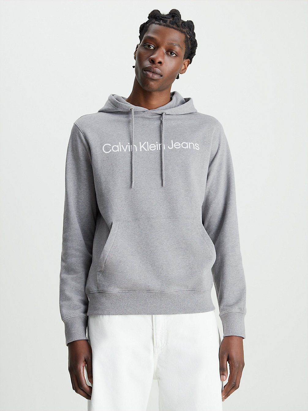 MID GREY HEATHER Hoodie Met Logo undefined heren Calvin Klein