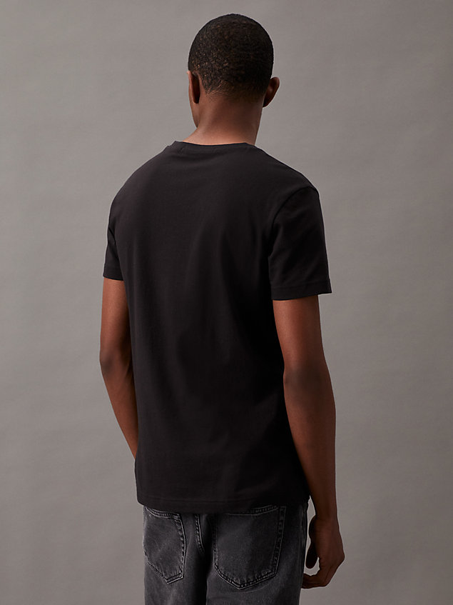 t-shirt slim in cotone biologico con logo black da uomo calvin klein jeans