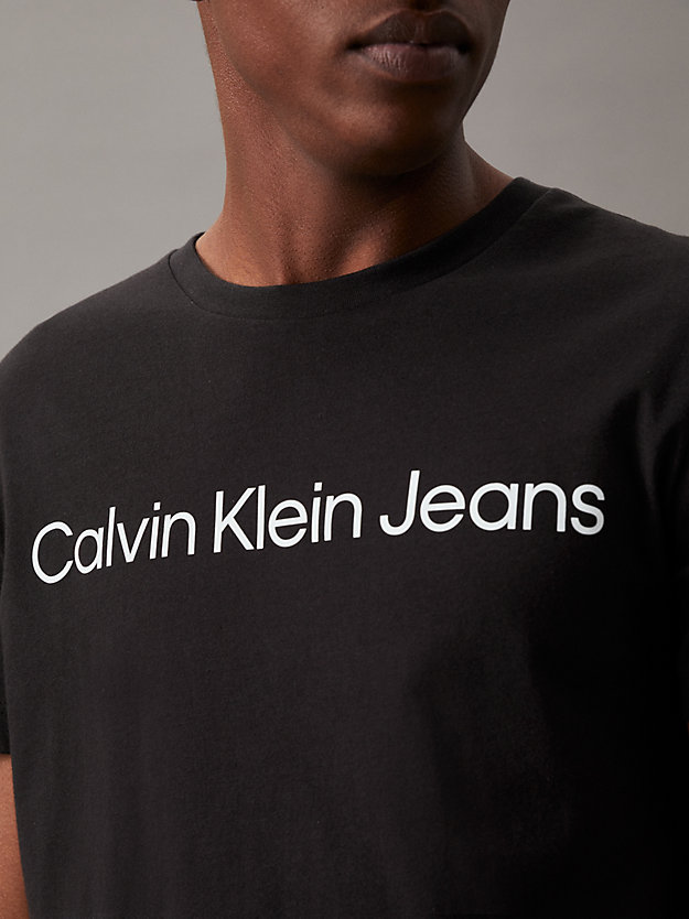 ck black slim organic cotton logo t-shirt for men calvin klein jeans