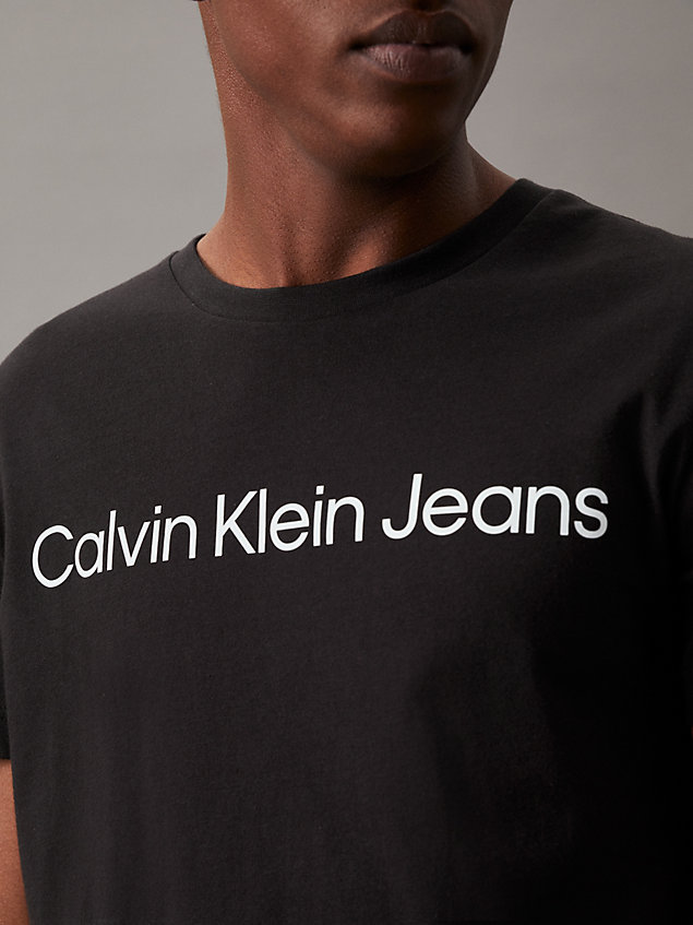 black slim organic cotton logo t-shirt for men calvin klein jeans