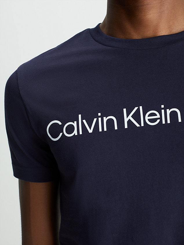 t-shirt slim en coton bio avec logo blue pour hommes calvin klein jeans