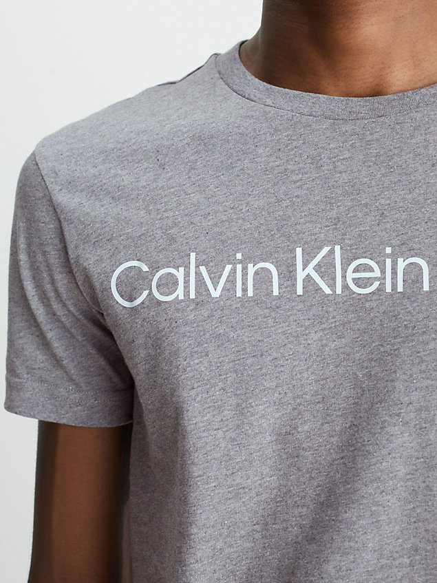 t-shirt slim in cotone biologico con logo grey da uomo calvin klein jeans