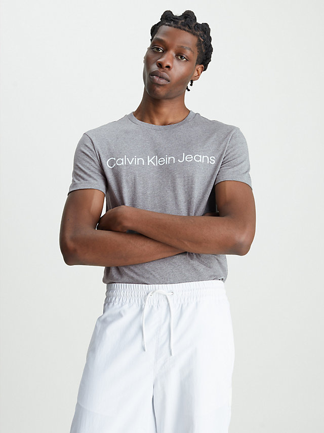 Mid Grey Heather Slim Organic Cotton Logo T-Shirt undefined men Calvin Klein