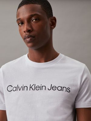 Calvin Klein cotton blend t-shirt with logo in white - WHITE
