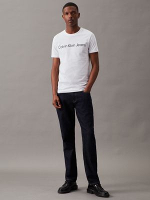 Buy Calvin Klein Jeans Men White Slim Fit Brand Logo Printed