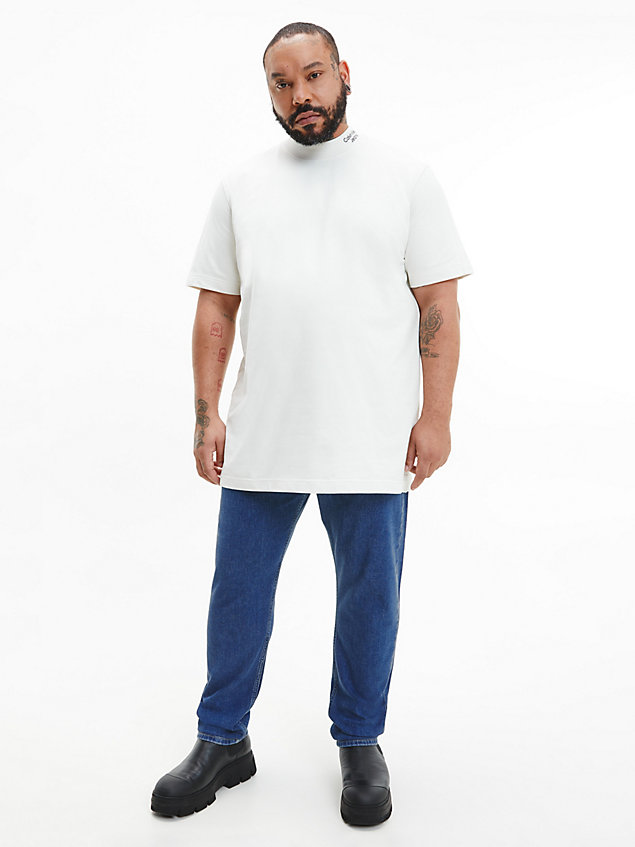 white relaxed cotton terry t-shirt for men calvin klein jeans
