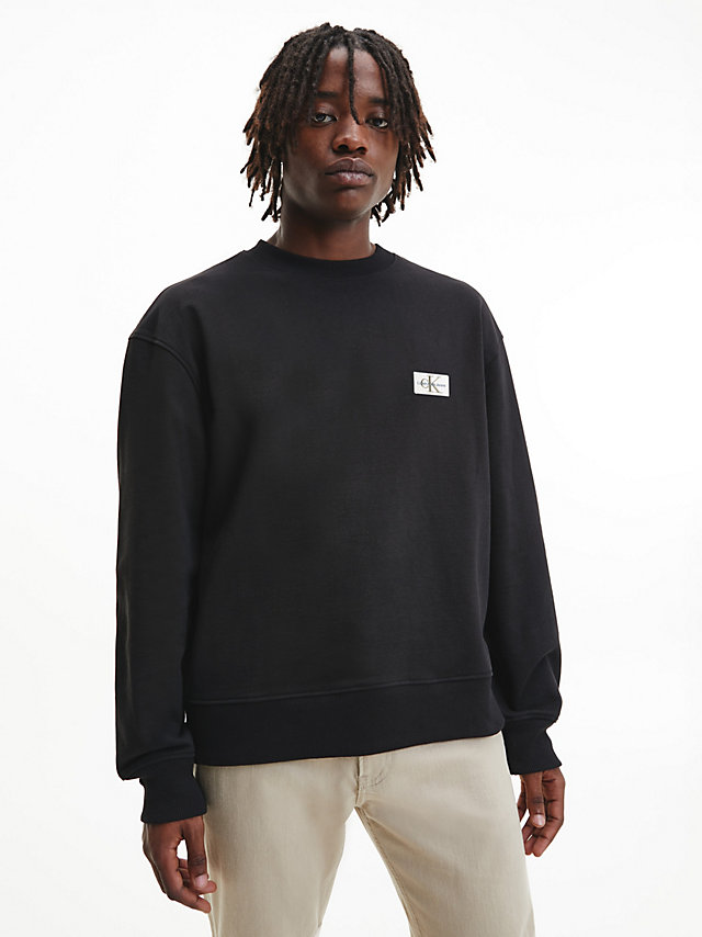 CK Black Recycled Cotton Badge Sweatshirt undefined men Calvin Klein