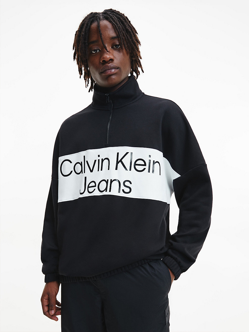 CK BLACK Relaxed Sweatshirt Met Rits In Hals undefined heren Calvin Klein