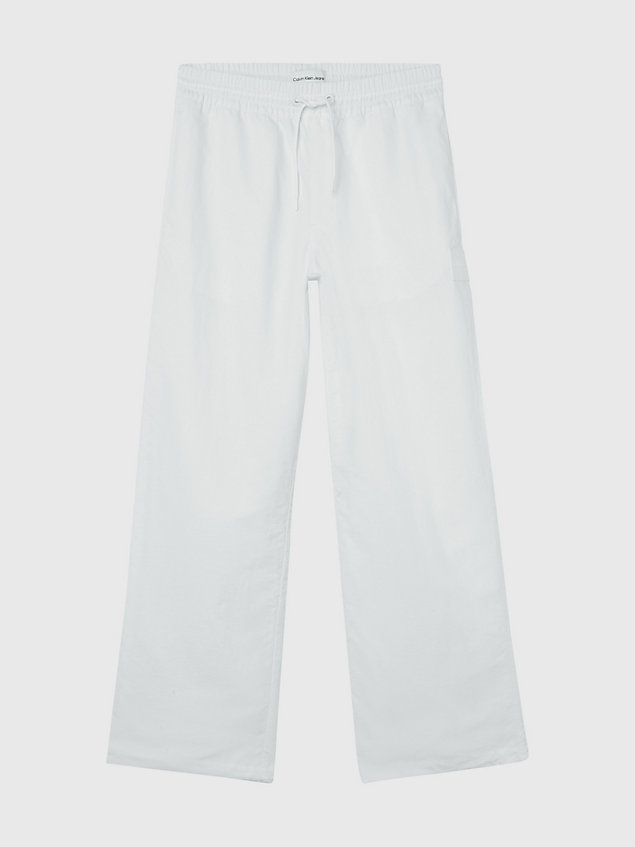 white recycled nylon wide leg trousers for men calvin klein jeans